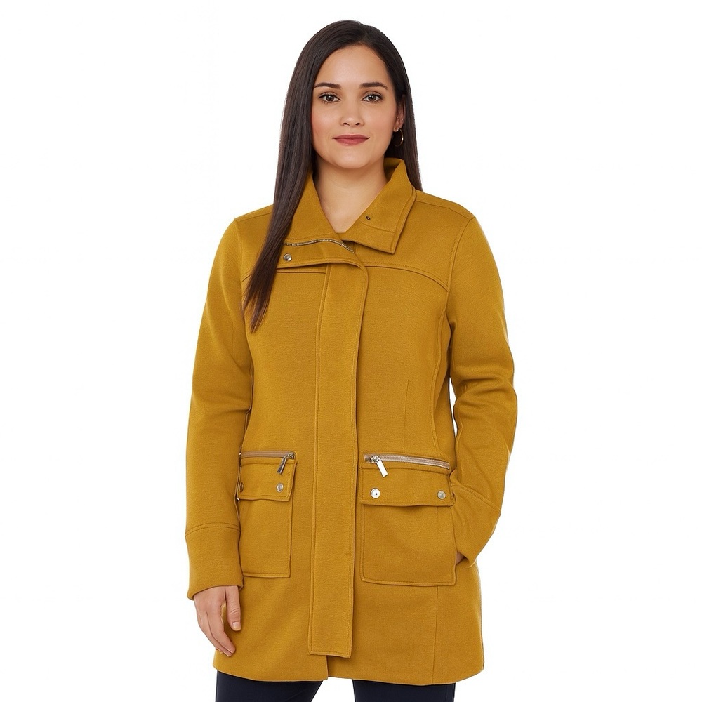 New York & Company NWT Mustard Cotton Full Zip Jacket In Size S